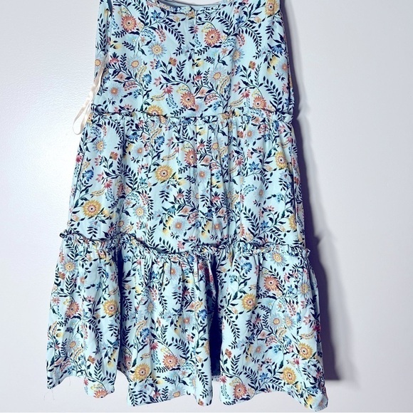 BCBGeneration Square Neck Mini Dress Women's 12 Geo Floral Ruffled Zip Closure - Picture 9 of 14